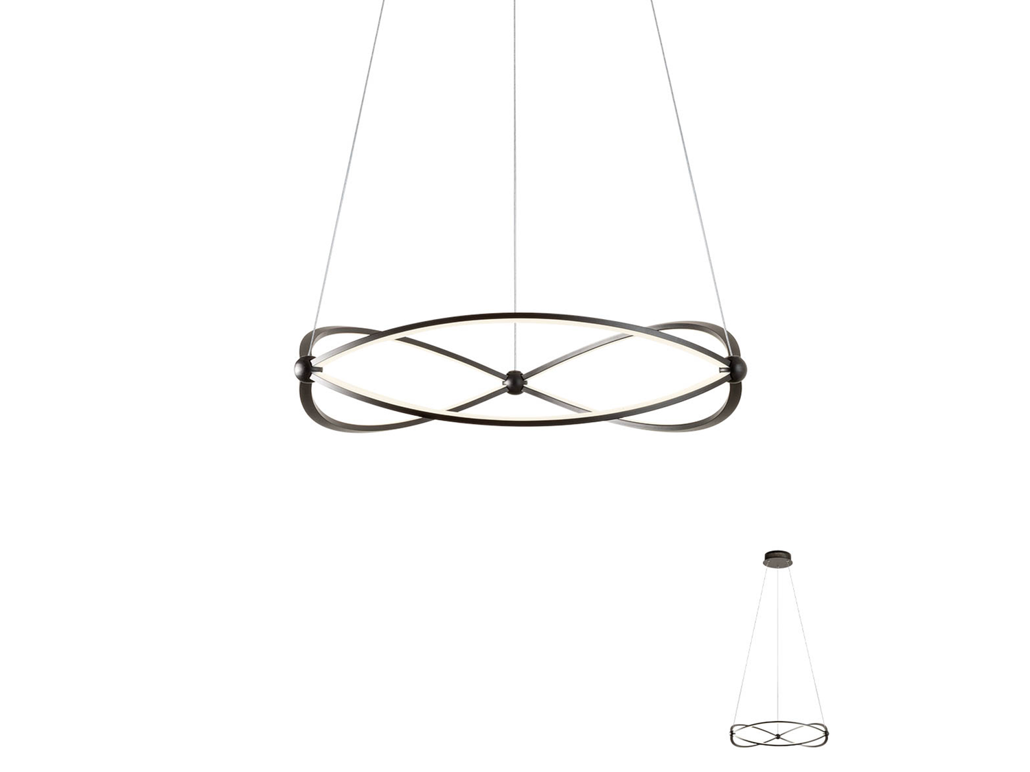 Závěsné LED stmívatelné svítidlo Quark pískově černé, 40,5W, 3000K, ø60cm