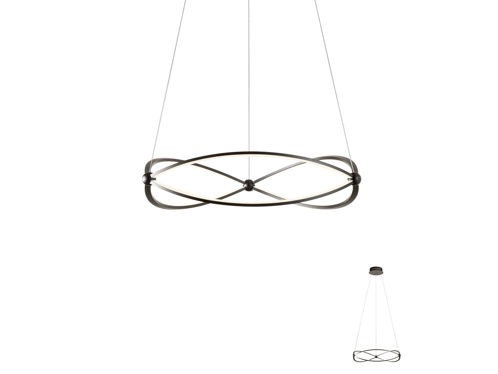 Závěsné LED stmívatelné svítidlo Quark pískově černé, 40,5W, 3000K, ø60cm