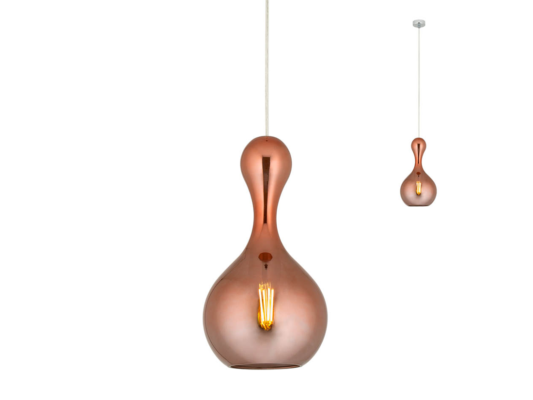Závěsné svítidlo Lob měděné, E27, ø22cm