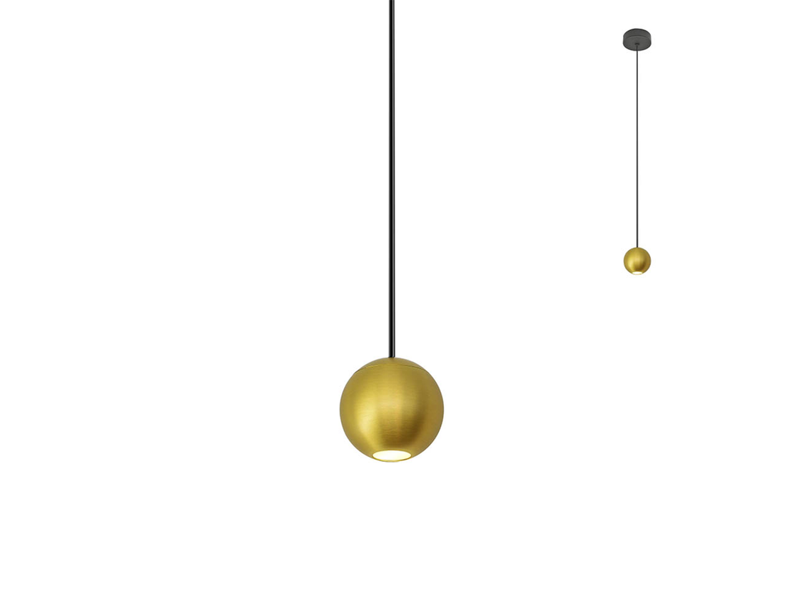 Závěsné LED svítidlo Obo kartáčovaná mosaz, 4,5W, 3000K, ø5cm