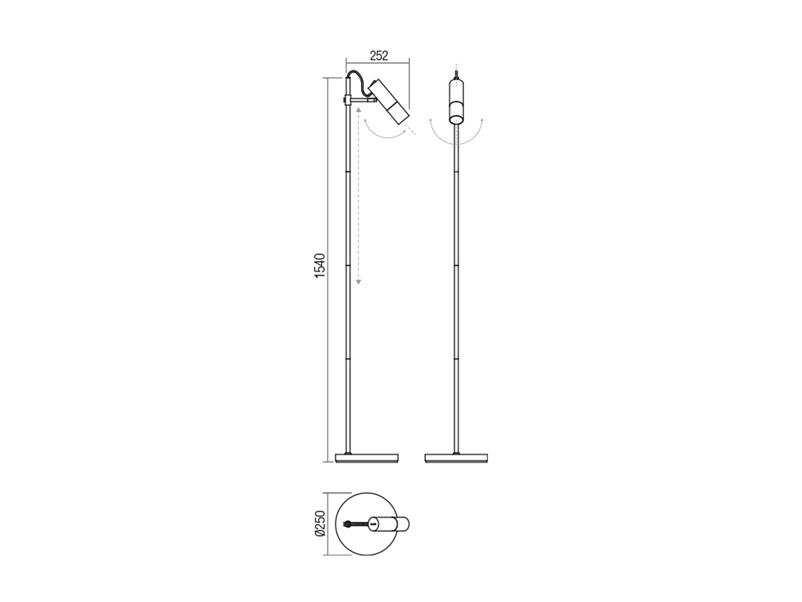Stojací lampa Pivot bílá, GU10, 154cm