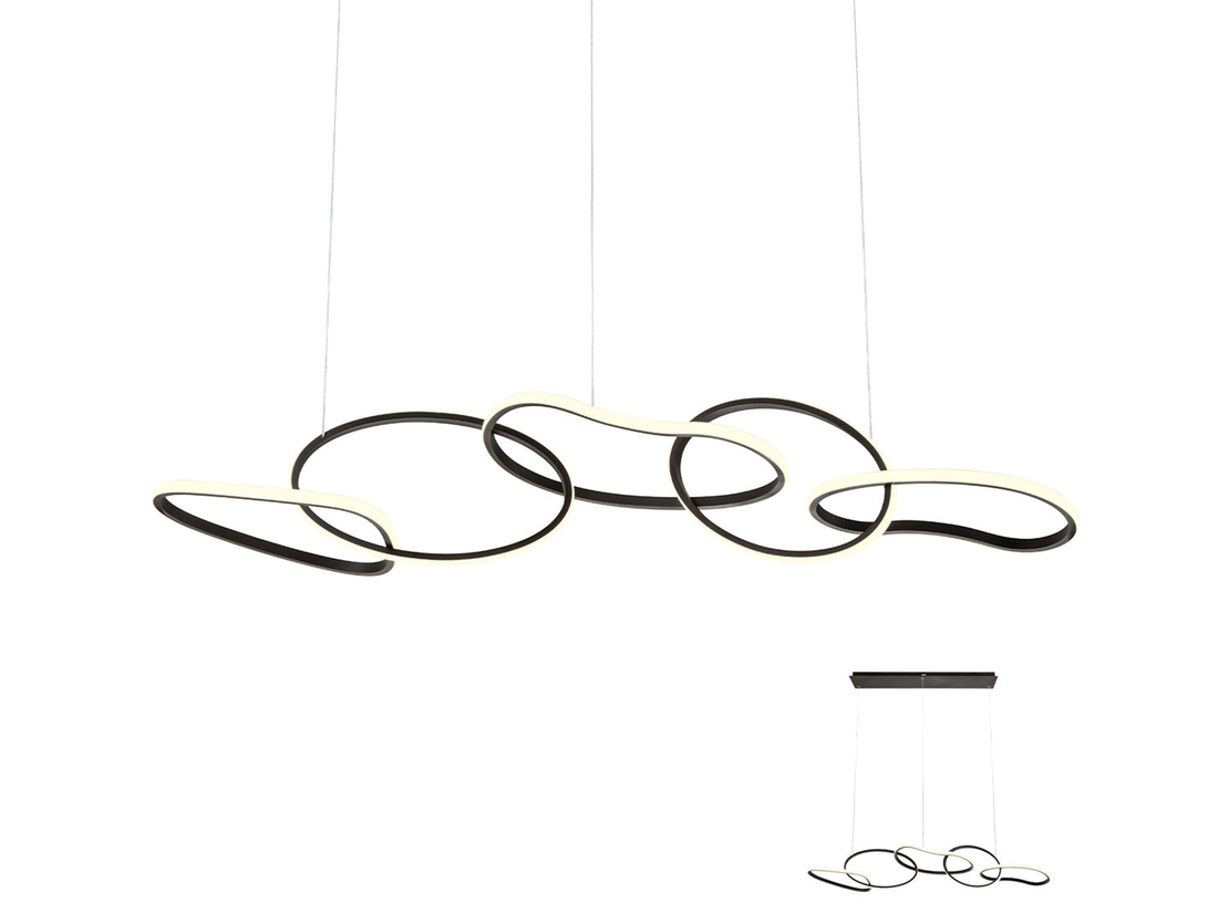 Závěsné LED stmívatelné svítidlo Bias pískově černé, 108,6W, 3000K, 150cm
