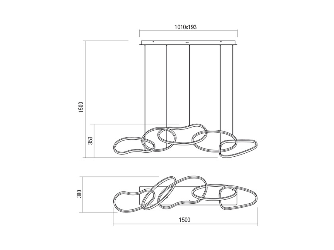 Závěsné LED stmívatelné svítidlo Bias pískově černé, 108,6W, 3000K, 150cm