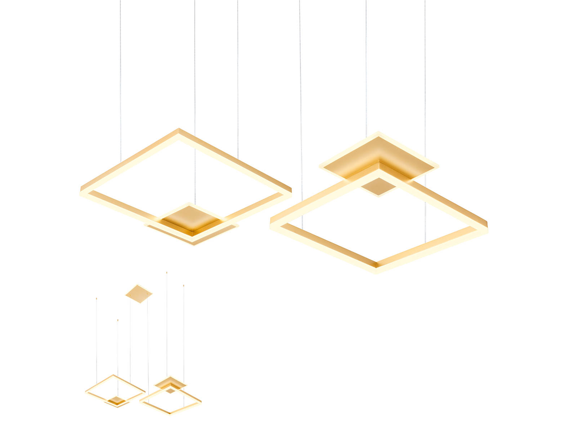 Závěsné LED svítidlo stmívatelné Sigua matně zlatá, 137W, 3000K, 110cm