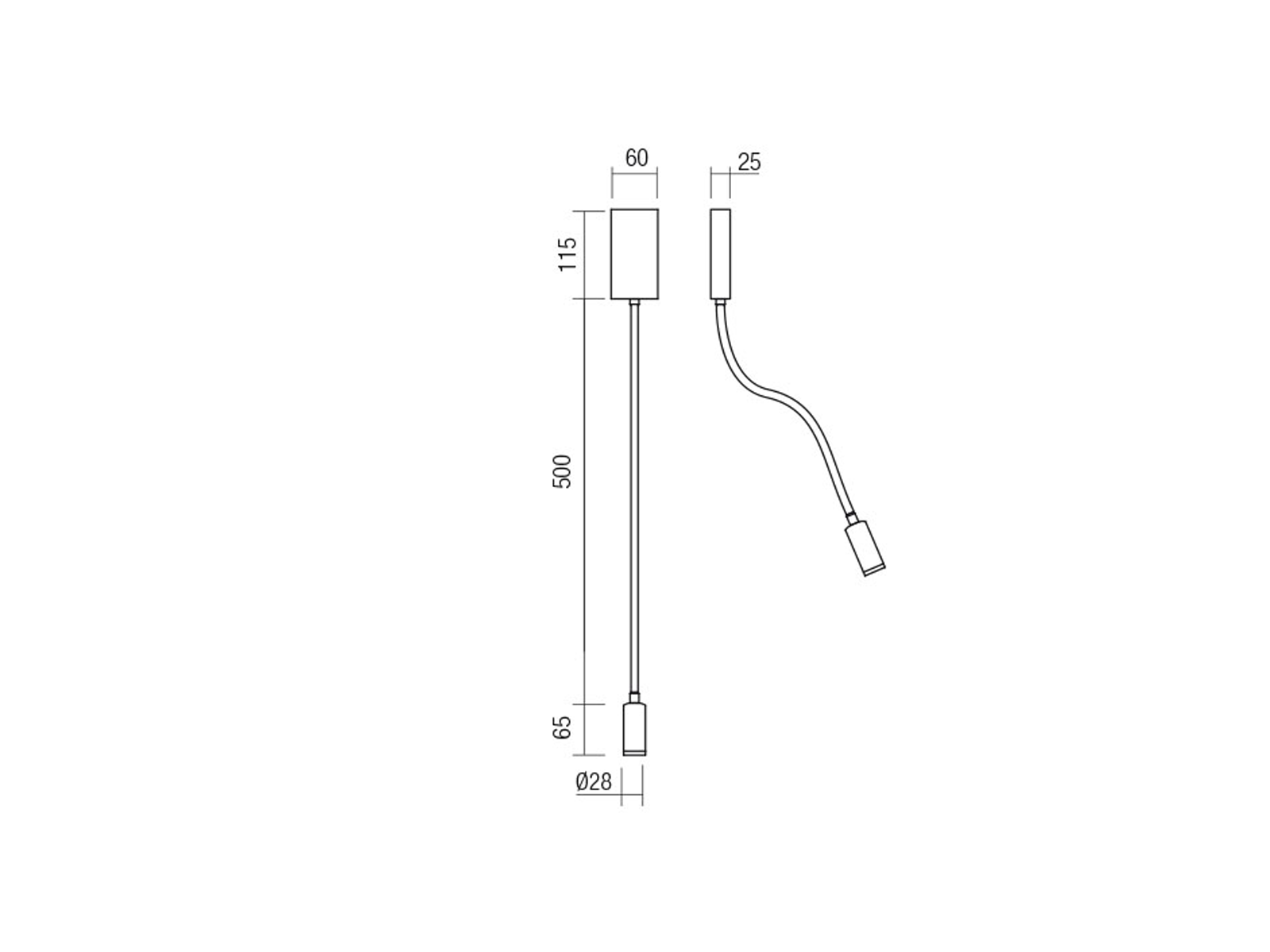 Nástěnná LED lampa Wallie černá, 3W, 3000K, 50cm