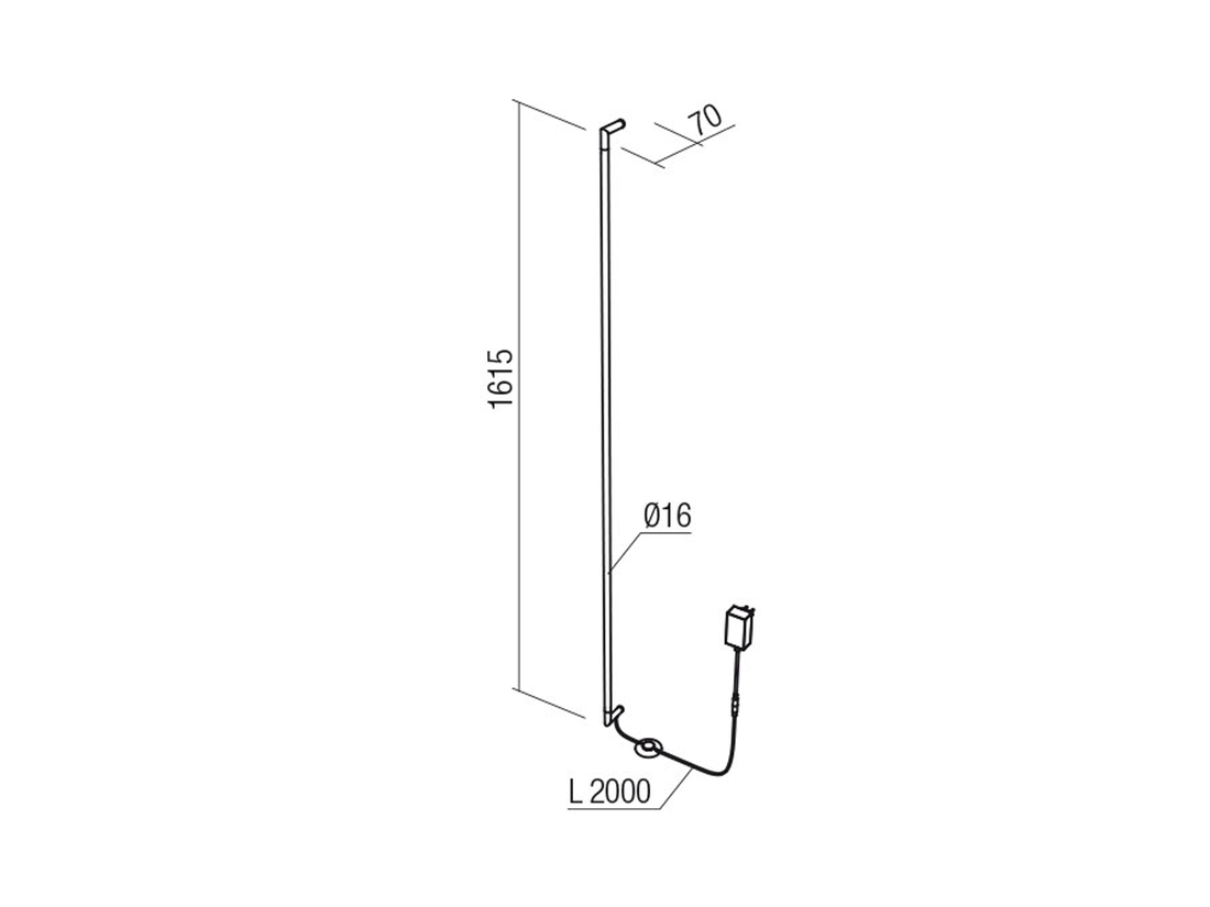 Nástěnné LED svítidlo Stick černé, 36W, 3000K, 161cm