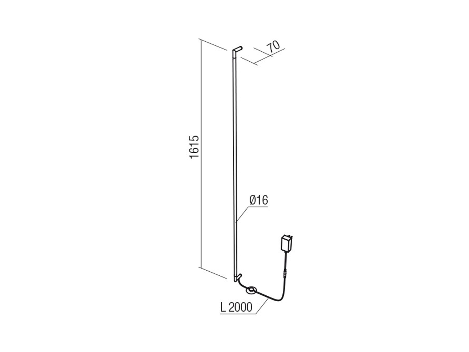 Nástěnné LED svítidlo Stick černé, 36W, 3000K, 161cm