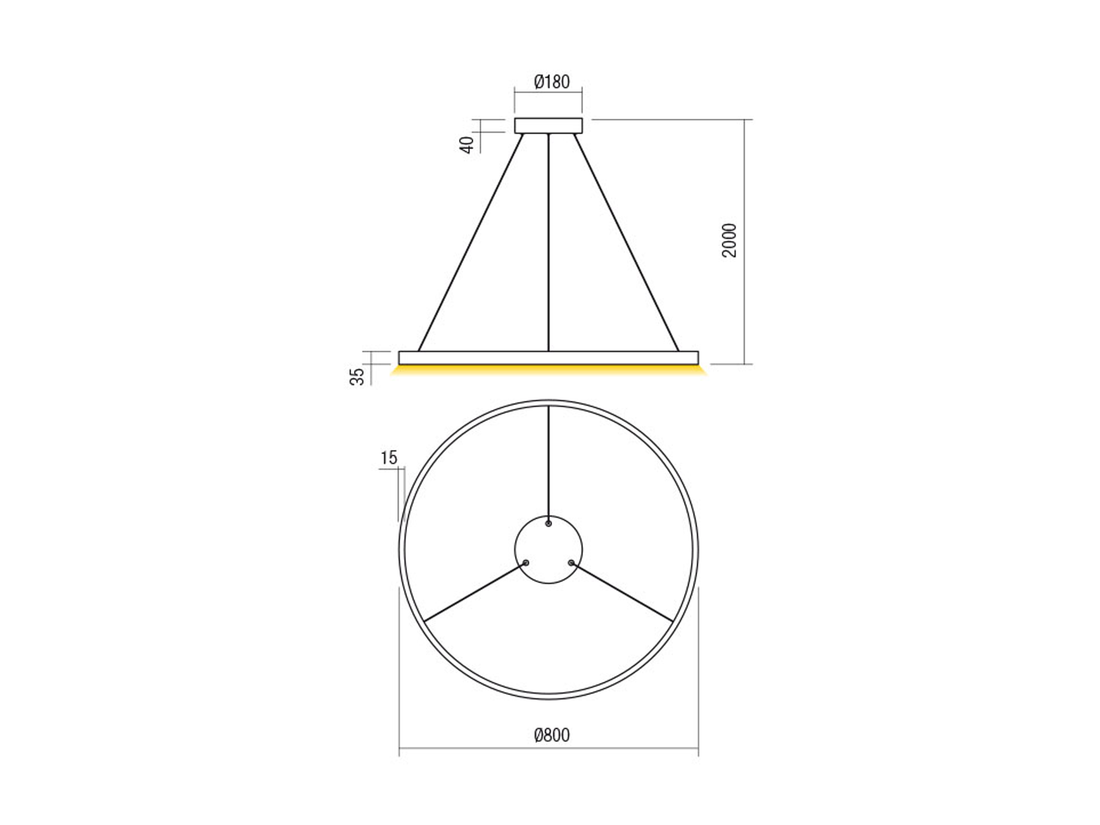 Závěsné LED svítidlo stmívatelné Febe matně zlaté, 50W, 3000K, ø80cm