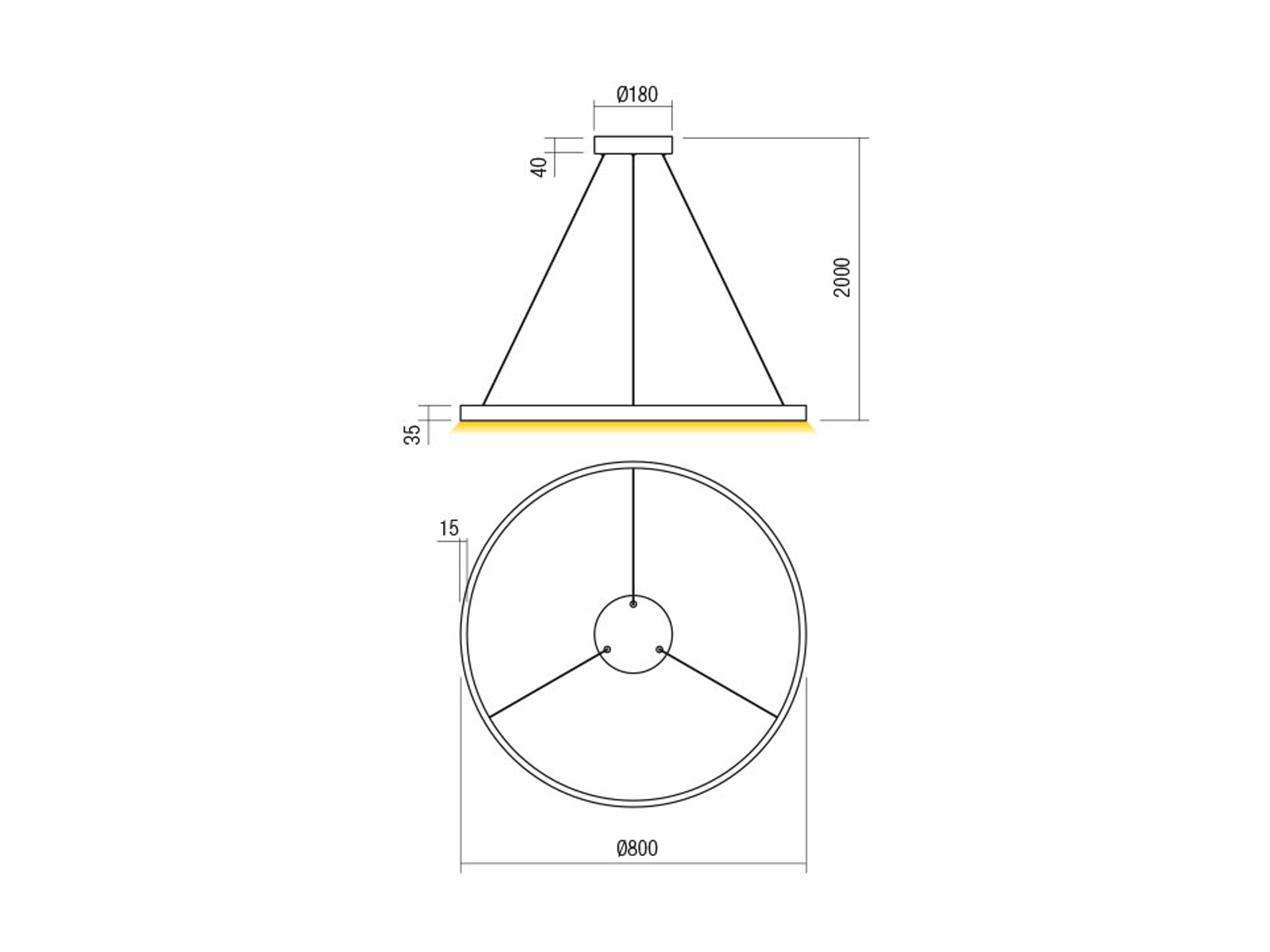 Závěsné LED svítidlo stmívatelné Febe pískově černé, 50W, 4000K, ø80cm