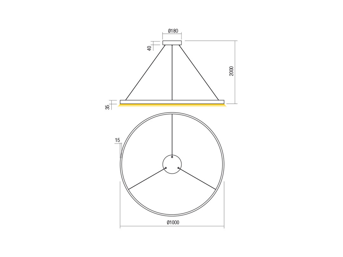 Závěsné LED svítidlo stmívatelné Febe matně zlaté, 62W, 3000K, ø100cm