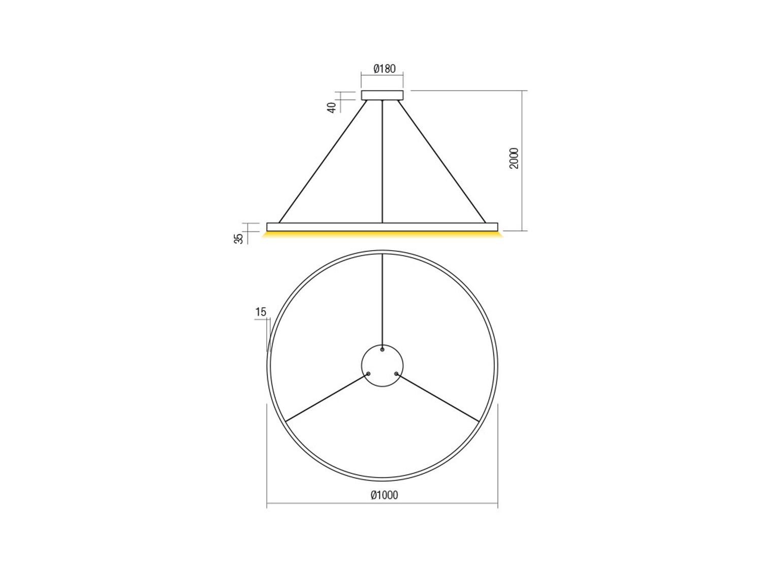 Závěsné LED svítidlo stmívatelné Febe pískově černé, 62W, 3000K, ø100cm