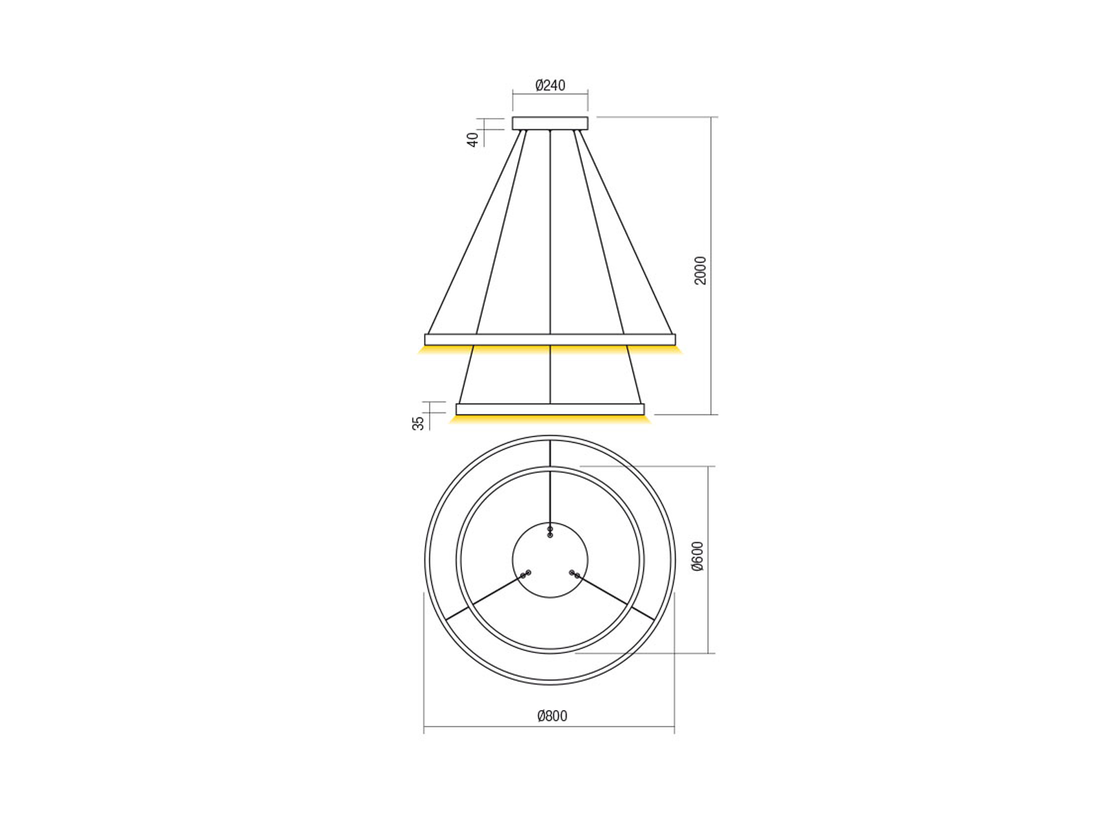 Závěsné LED svítidlo stmívatelné Febe matně zlaté, 82W, 4000K, ø80cm