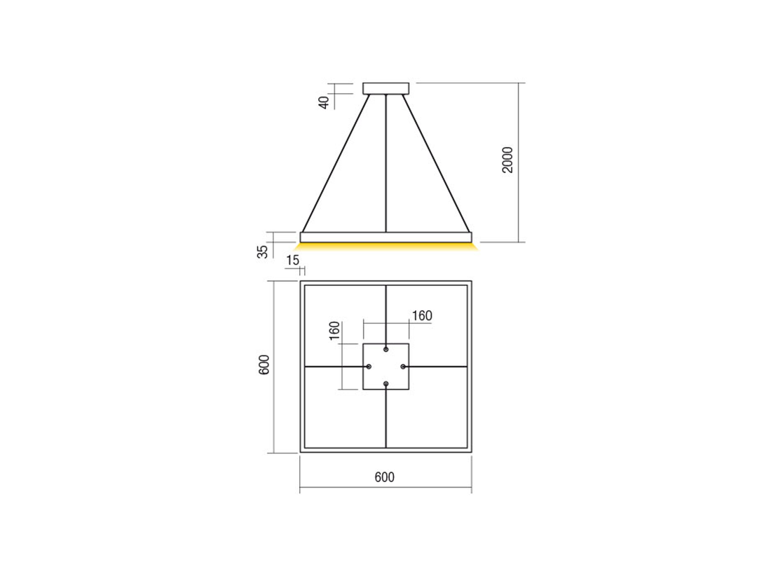 Závěsné LED svítidlo stmívatelné Febe pískově černé, 40W, 4000K, 60cm