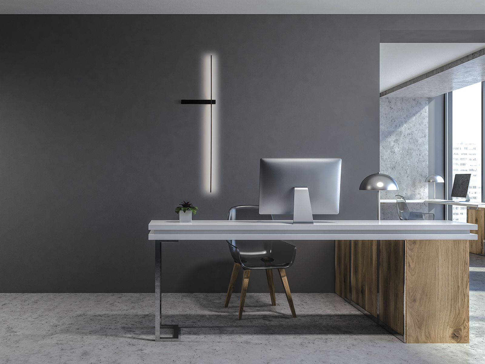 Nástěnné LED svítidlo černé, 12W, 3000K, 122cm
