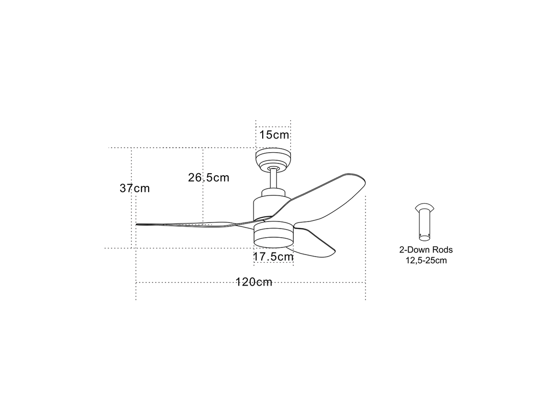 Stropní DC ventilátor s LED osvětlením, chrom, javorové lopatky ø120cm