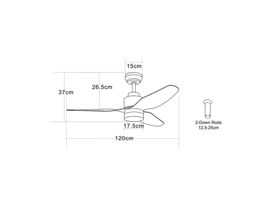 Stropní DC ventilátor s LED osvětlením, chrom, javorové lopatky ø120cm