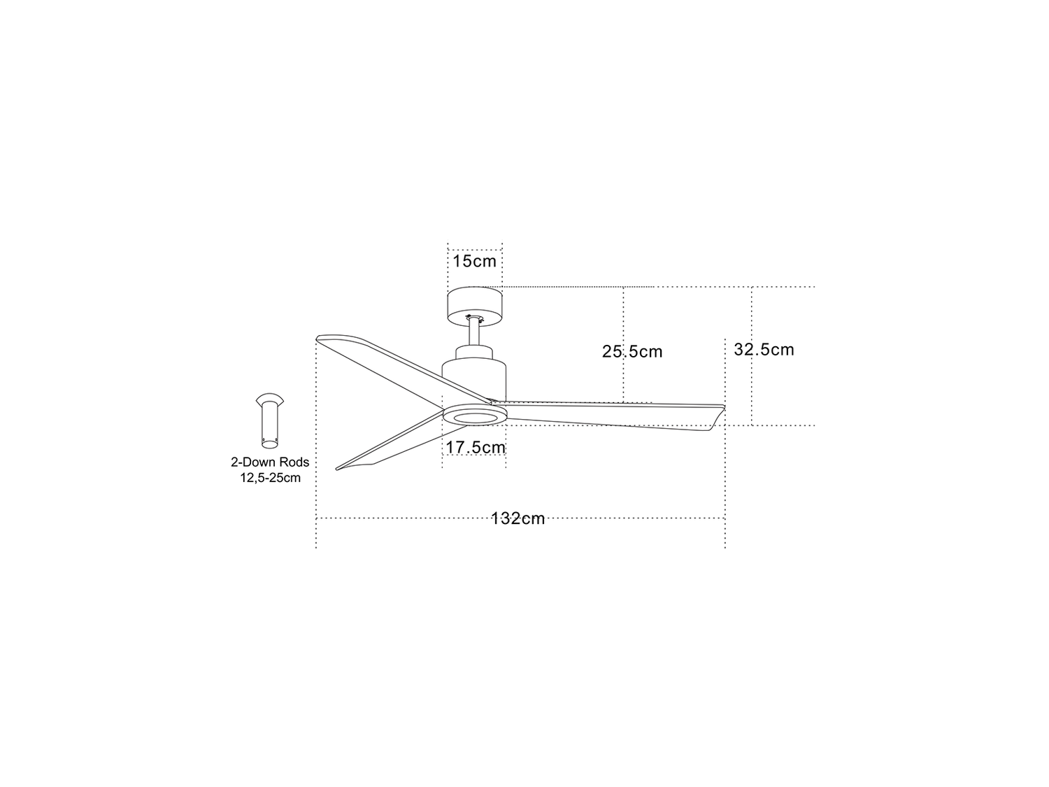 Stropní AC ventilátor, matně černý, ø132cm