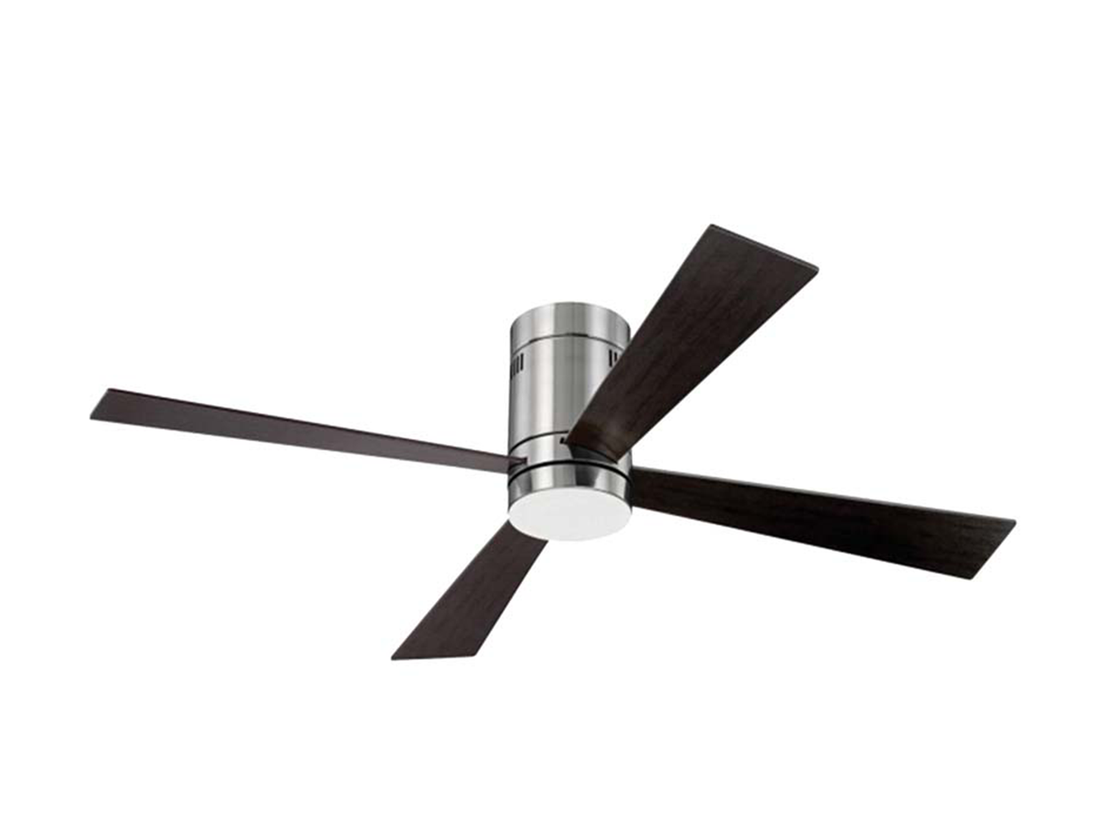 Stropní AC ventilátor s LED osvětlením, chrom, hnědé dřevo, ø124cm