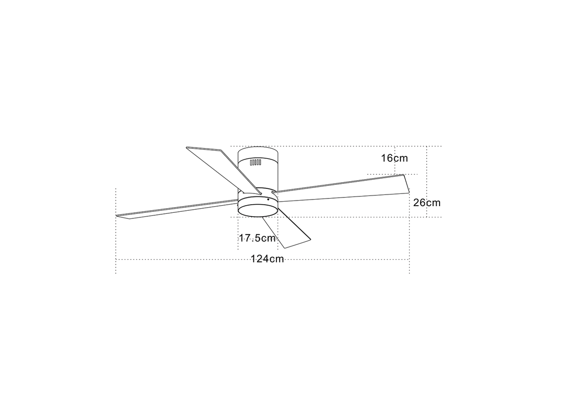 Stropní AC ventilátor s LED osvětlením, chrom, hnědé dřevo, ø124cm