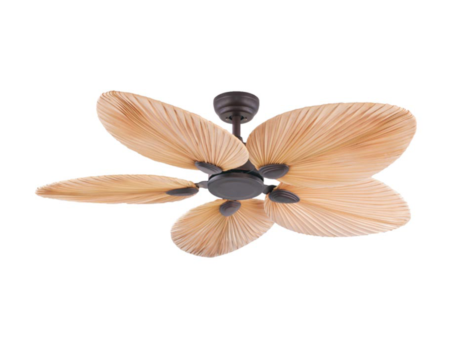 Stropní reverzní DC ventilátor, hnědý palmový list, ø132cm