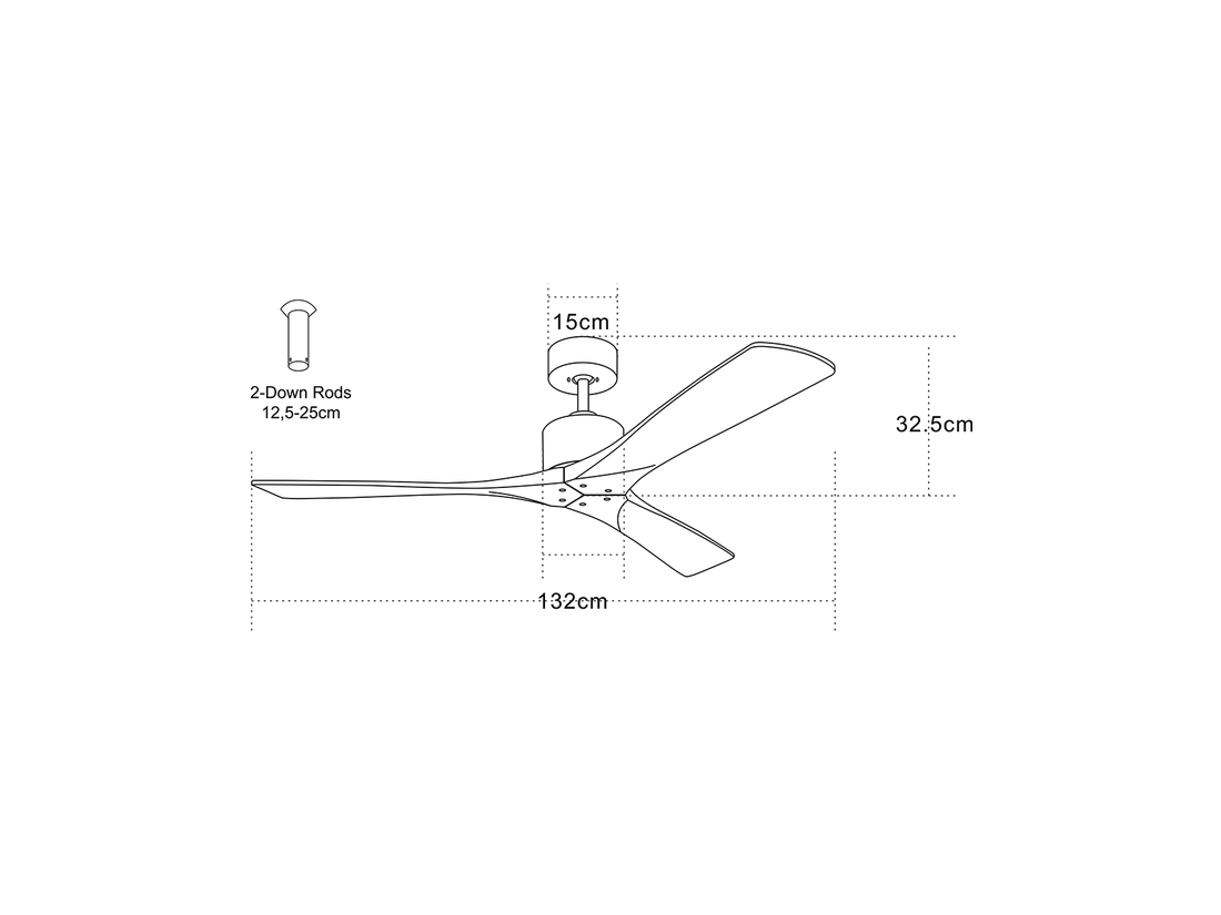 Stropní AC ventilátor, matný chrom, přírodní dřevo, ø132cm