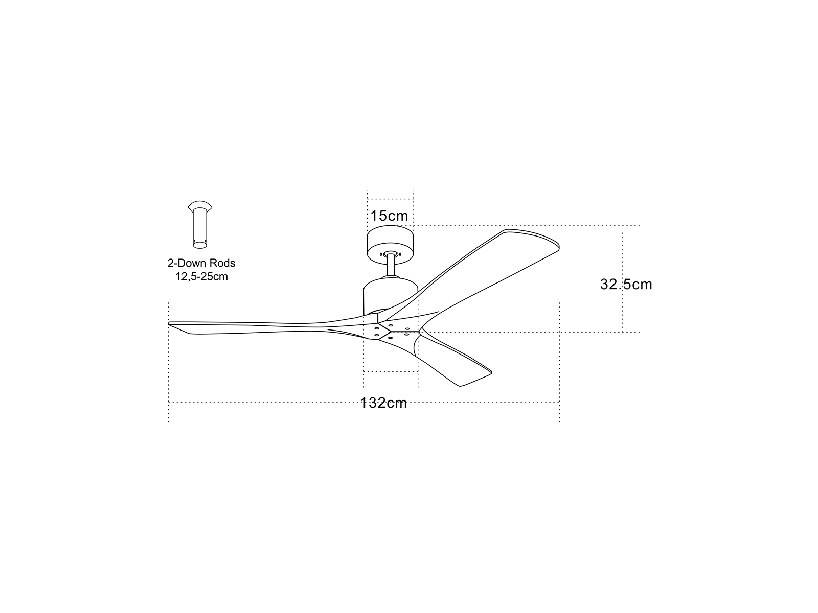 Stropní AC ventilátor, matný chrom, přírodní dřevo, ø132cm
