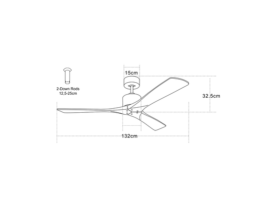 Stropní AC ventilátor, hnědý, ø132cm
