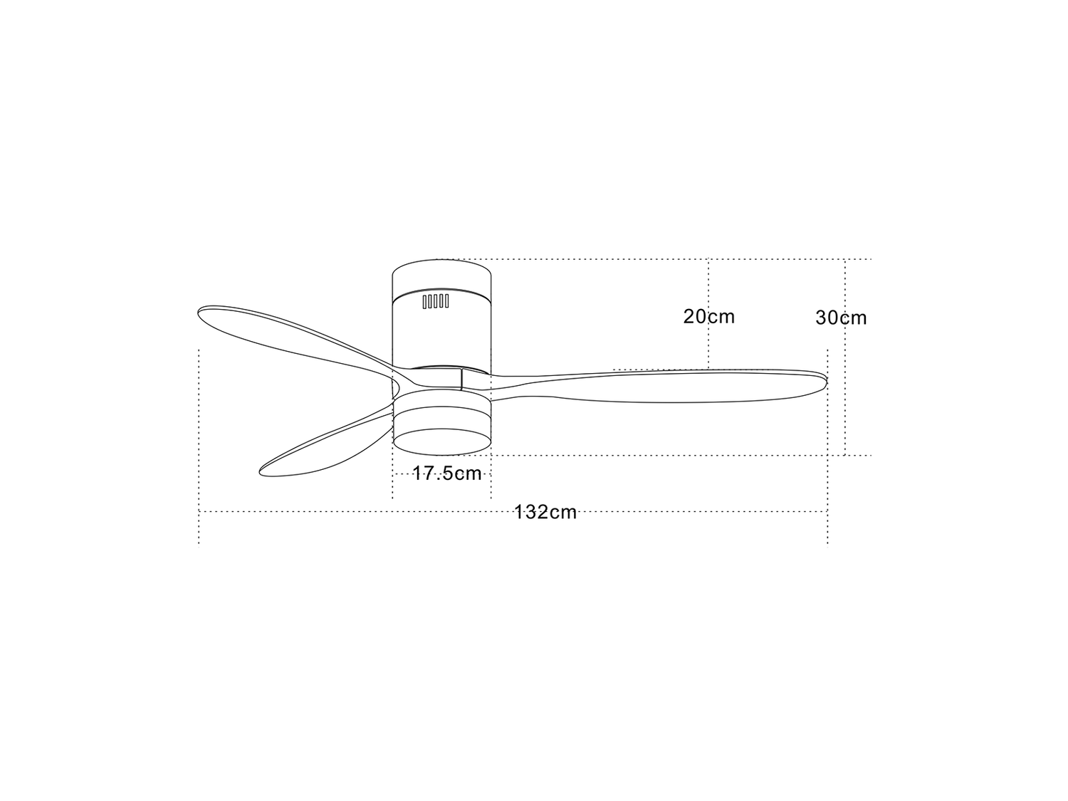 Stropní AC ventilátor s LED osvětlením, matně černá, třešňové dřevo, ø132cm