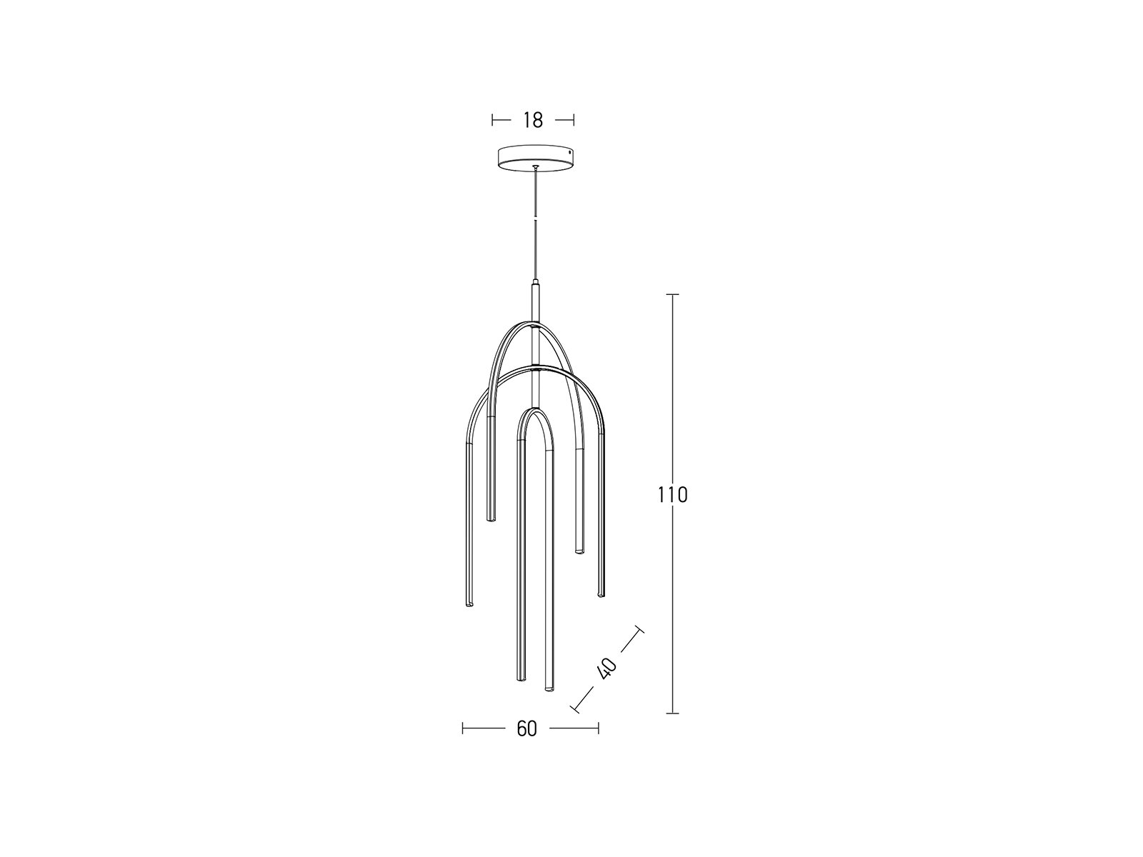 Závěsné stmívatelné LED svítidlo černé, 80W, 3000K, 110cm