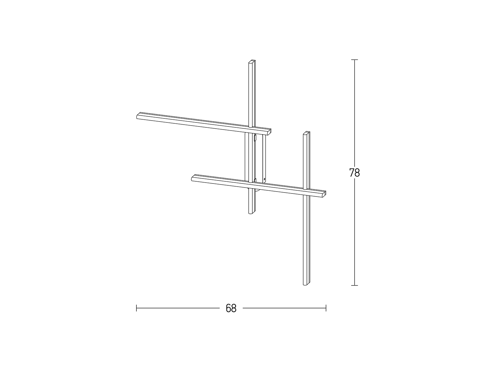 Nástěnné LED svítidlo černé, 36W, 3000K, 78cm