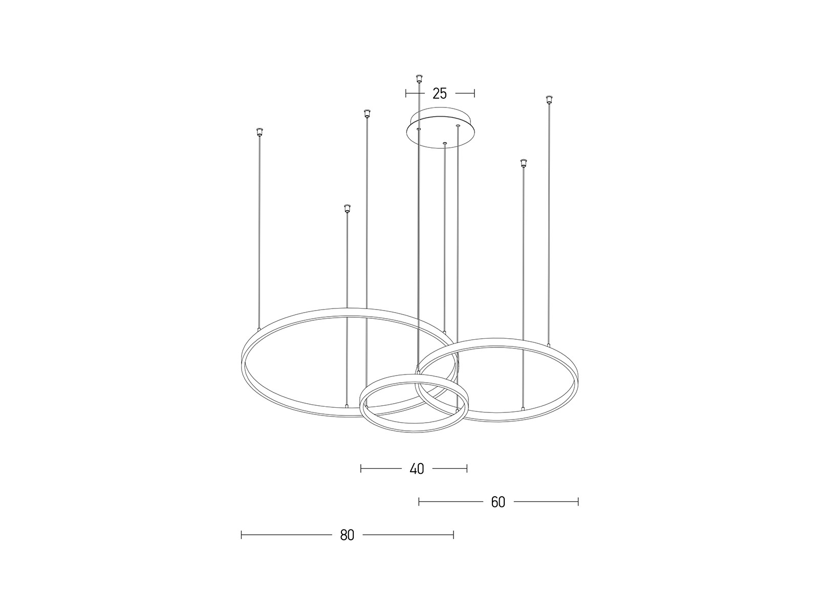 Závěsné LED svítidlo zlaté, 136W, 3000K, 80cm