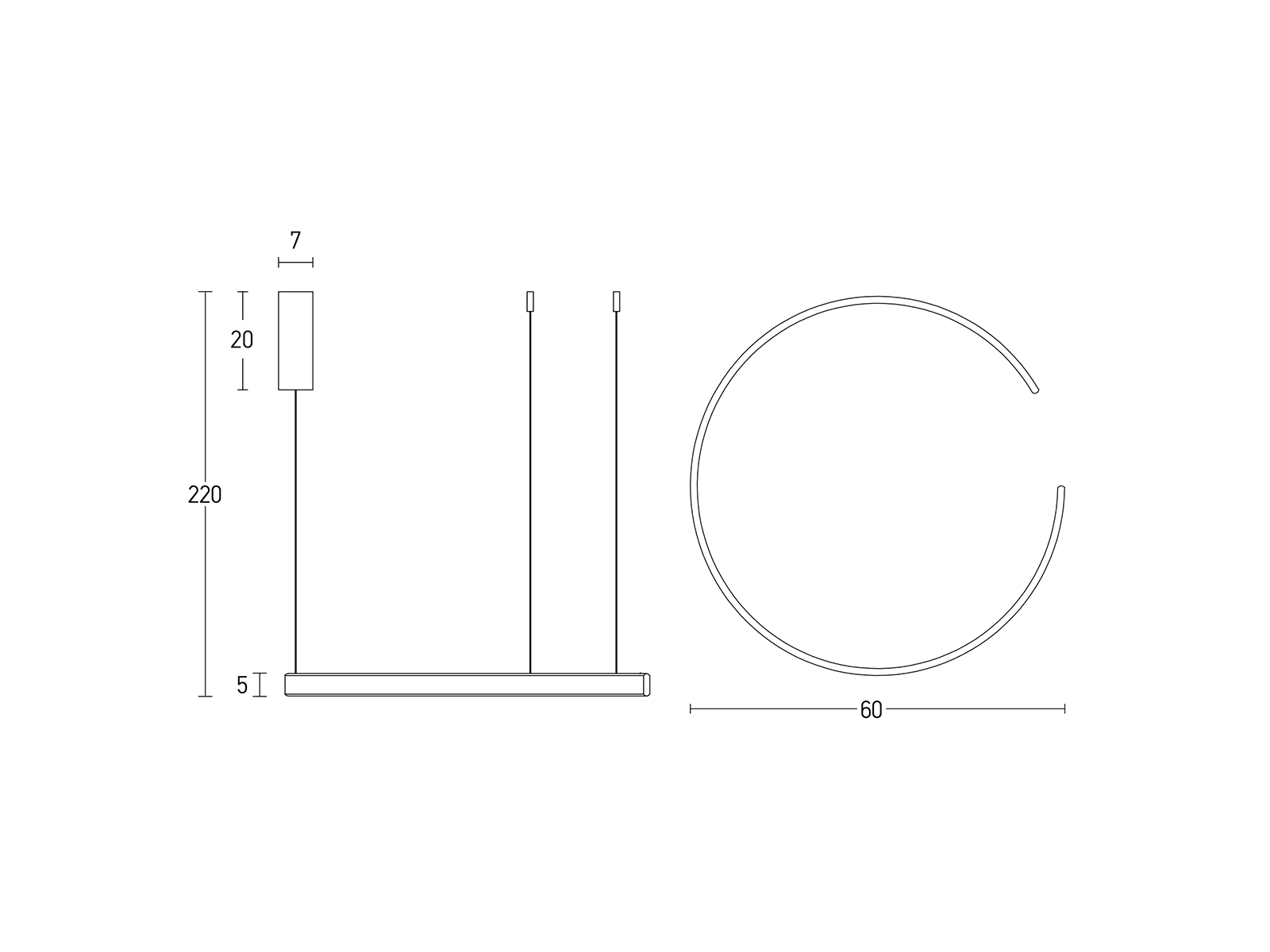 Závěsné LED stmívatelné svítidlo kávová, 30W, 3000K, ø60cm