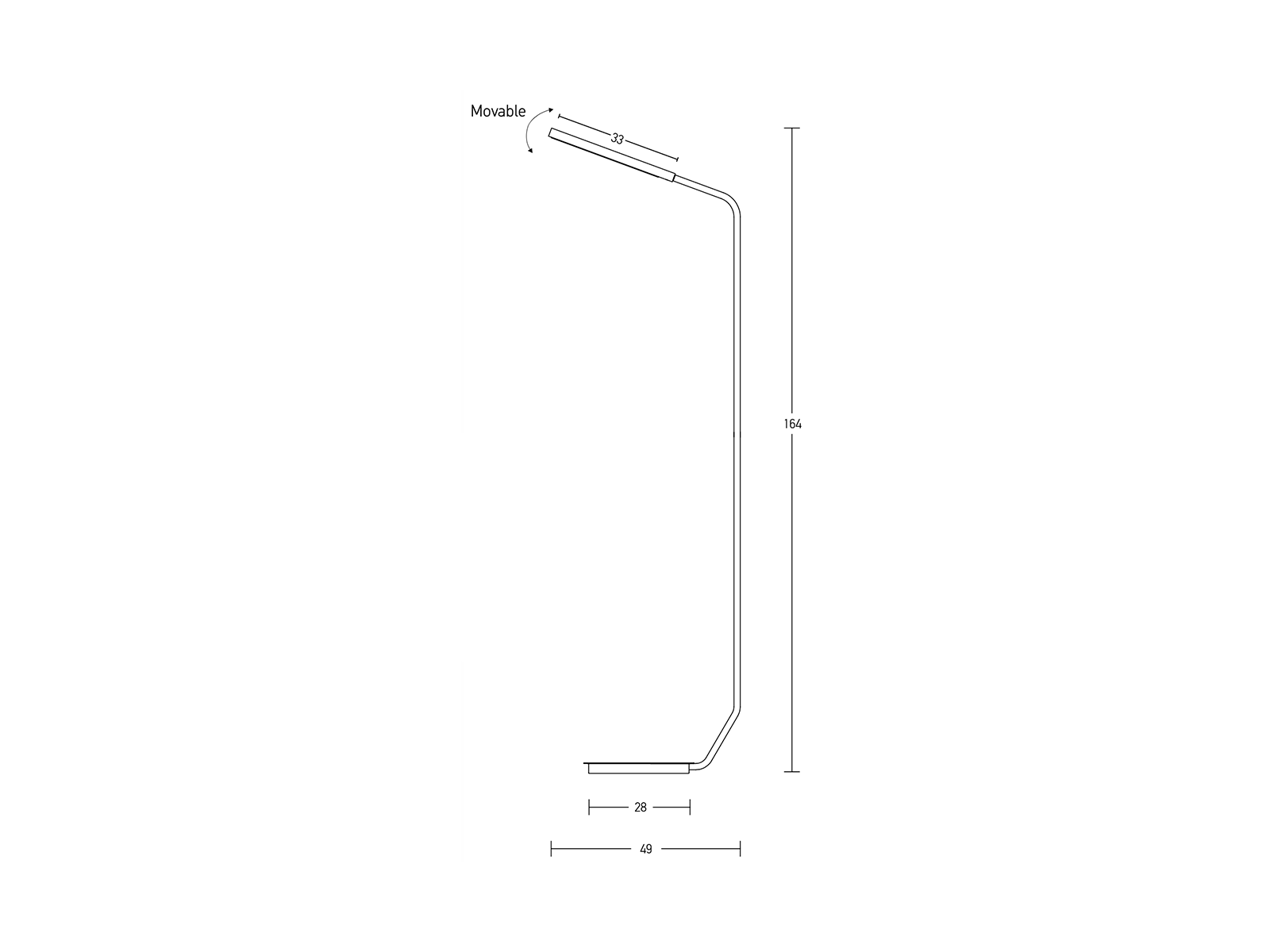 Stojací LED lampa černá, 6W, 3000K, 164cm