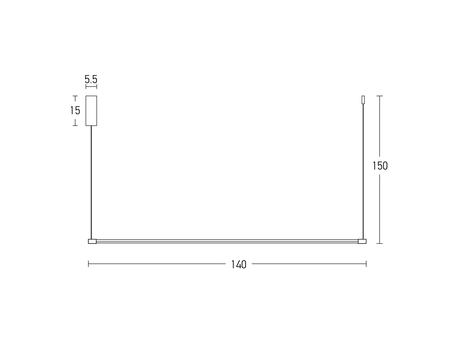 Závěsné LED svítidlo černé, 20W, 3000K, 140cm