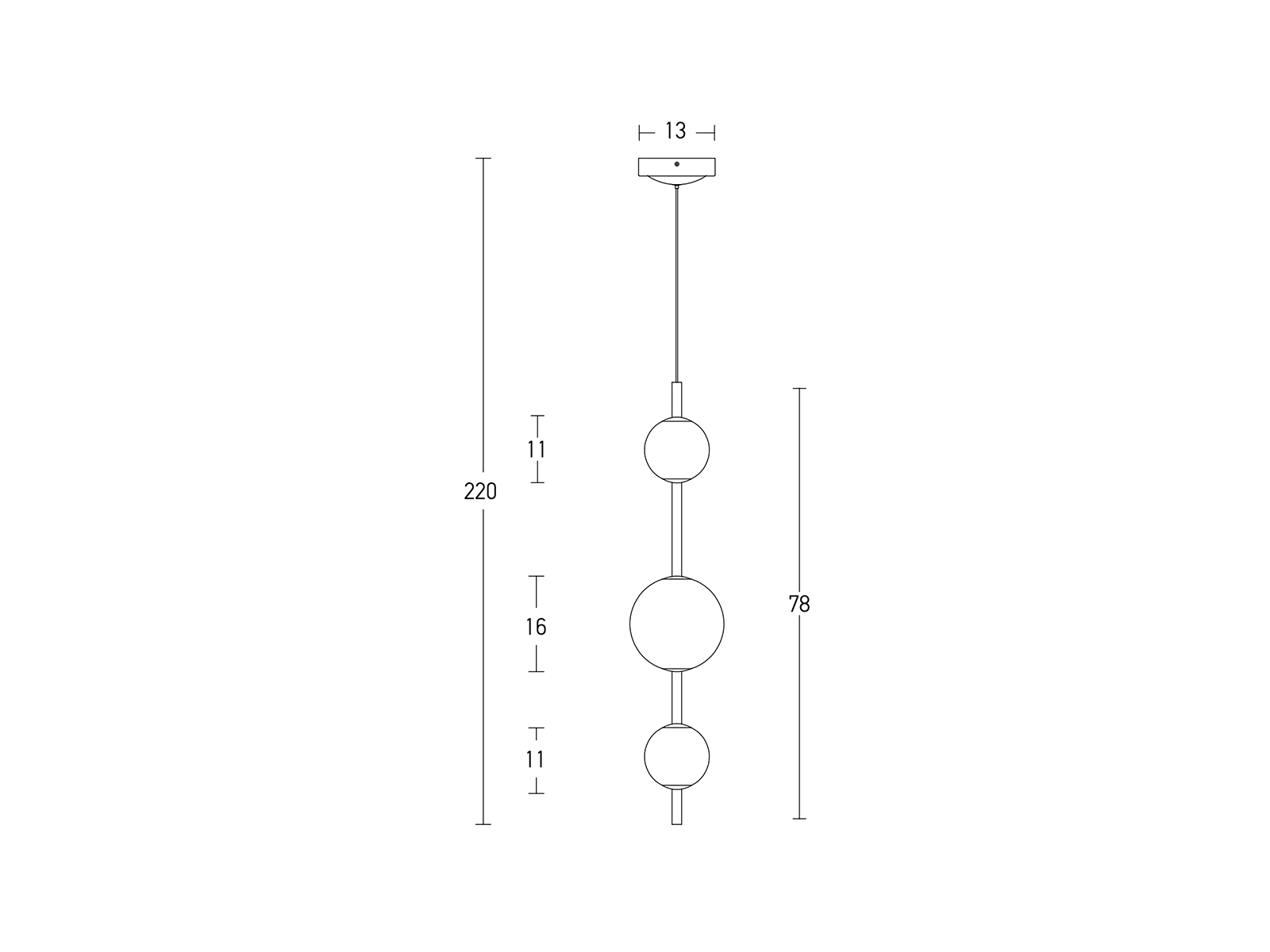 Závěsné LED svítidlo černé, 12W, 3000K, 78cm