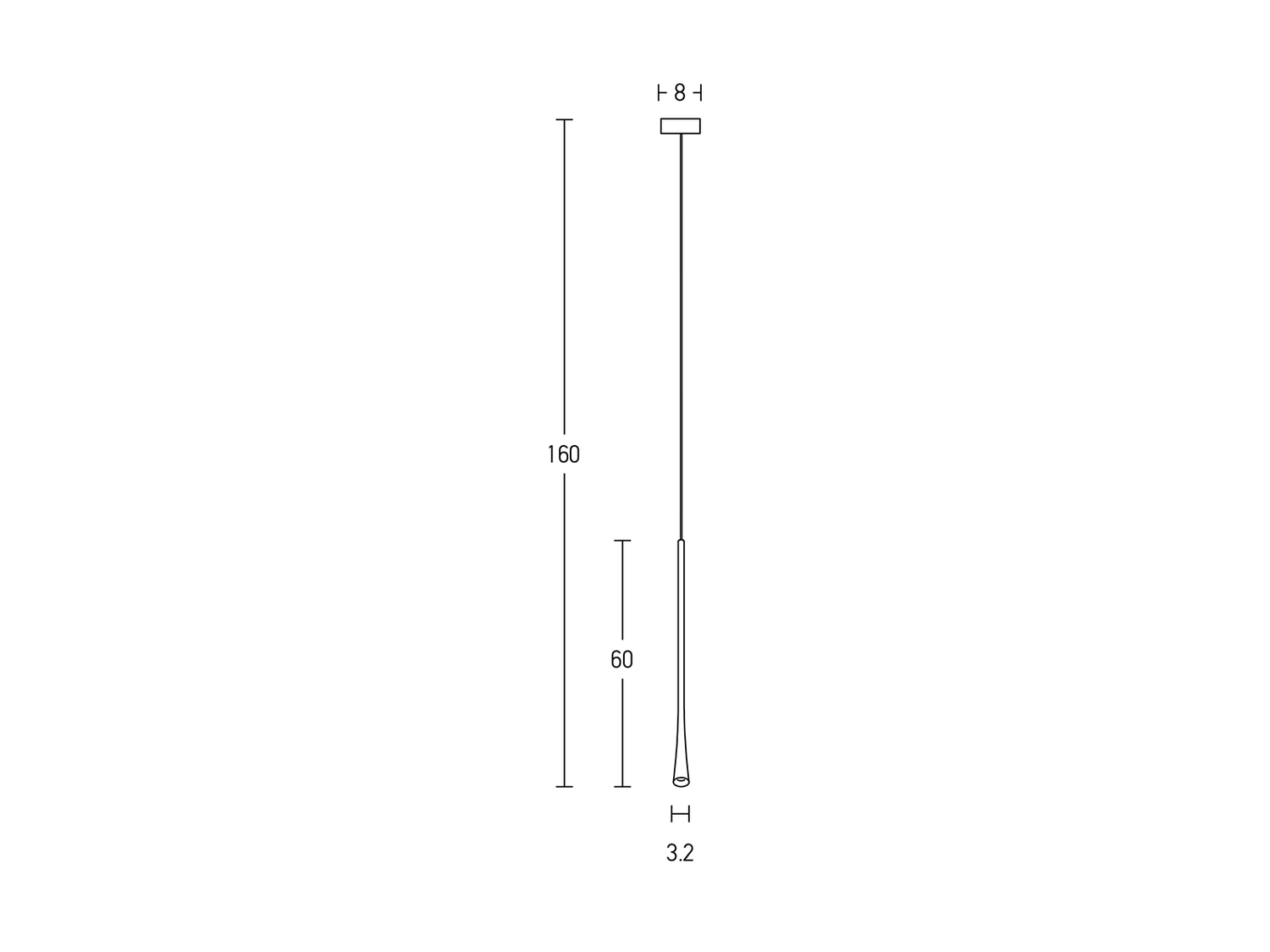 Závěsné LED svítidlo černé, 7W, 3000K, 60cm