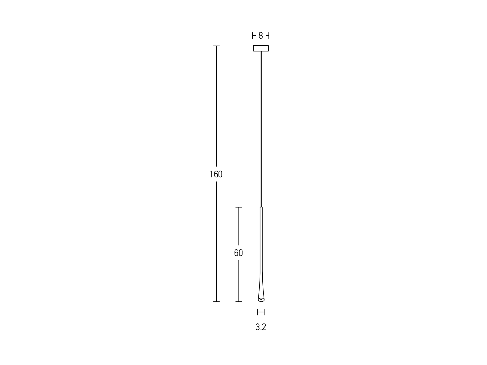 Závěsné LED svítidlo černé, 7W, 3000K, 60cm