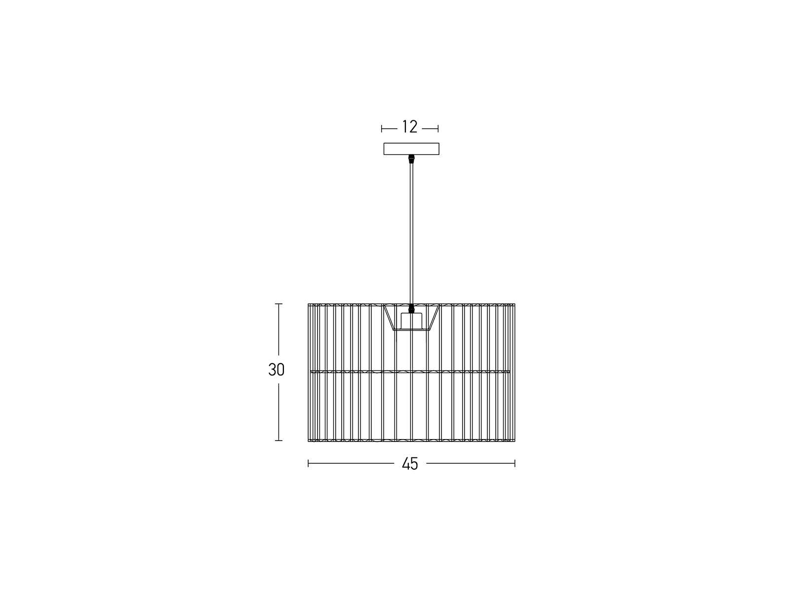 Závěsné svítidlo rattan, 1xE27, ø45cm