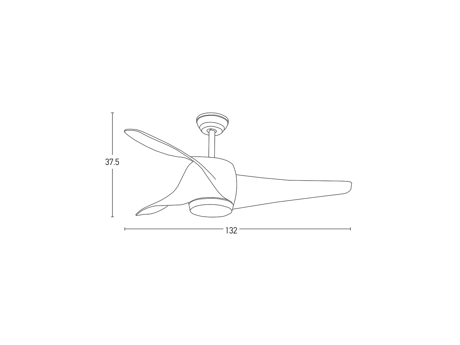 Stropní reverzní DC ventilátor s LED osvětlením, tmavě hnědý, třešňové dřevo, ø132cm