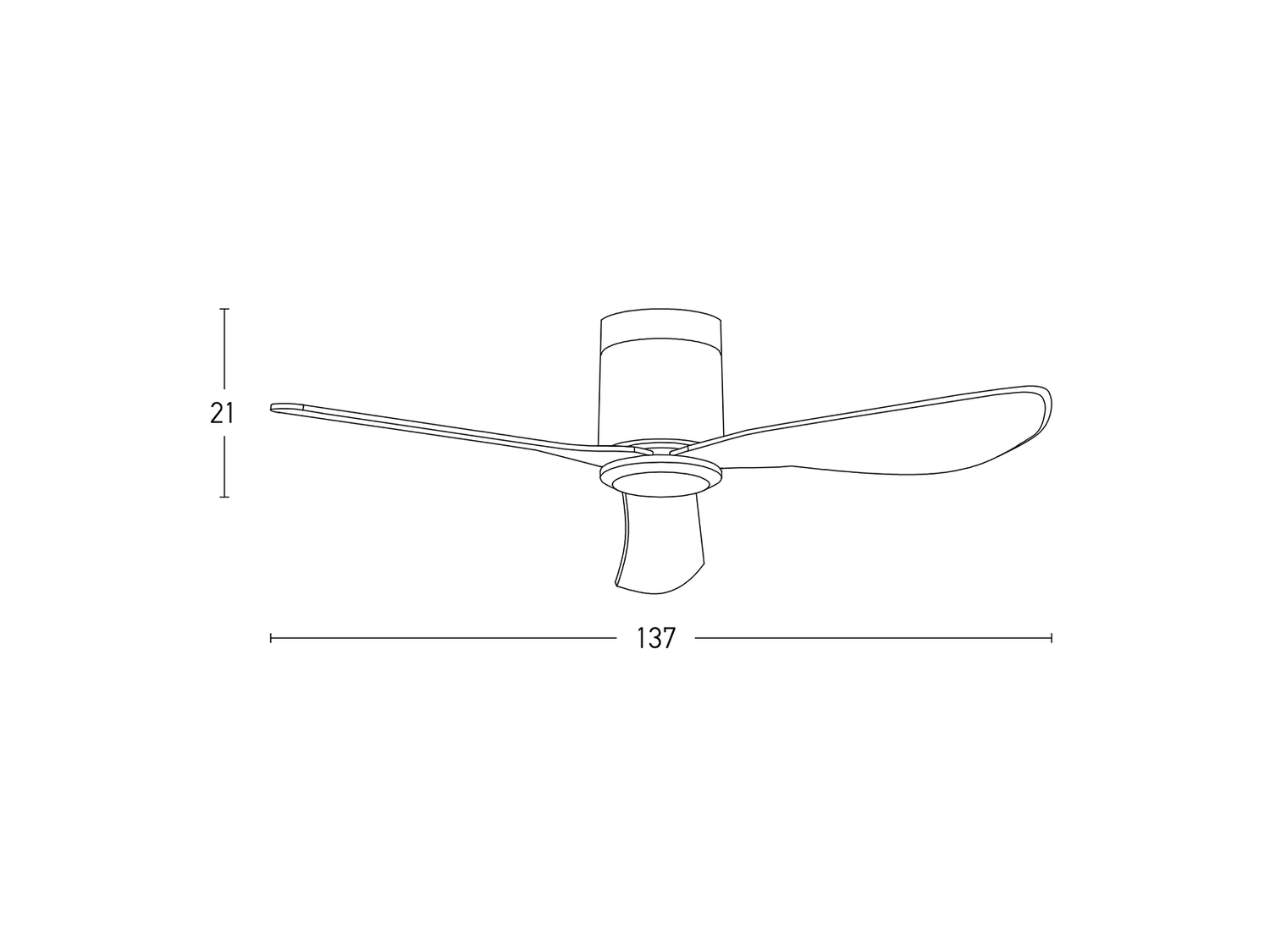 Stropní reverzní DC ventilátor, matně černý, ø137cm