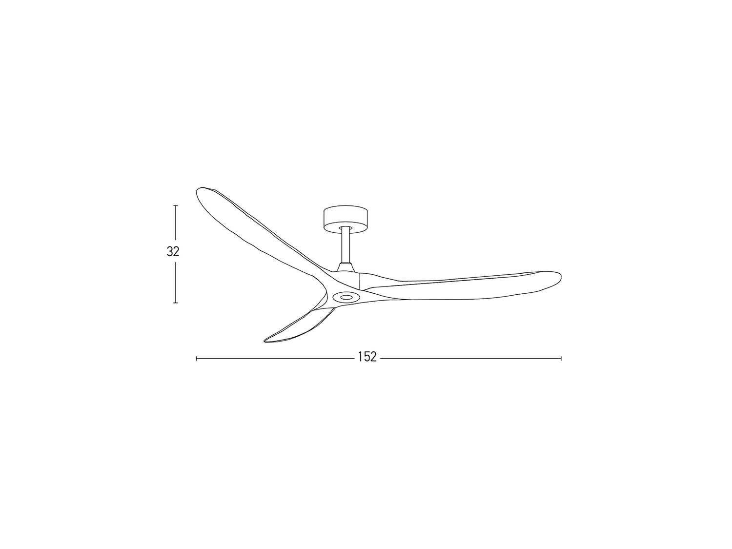 Stropní reverzní DC ventilátor, matně černý, ø152cm