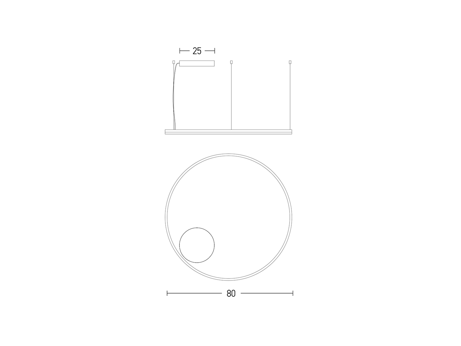 Závěsné LED stmívatelné svítidlo černé, 55W, 3000K, ø80cm