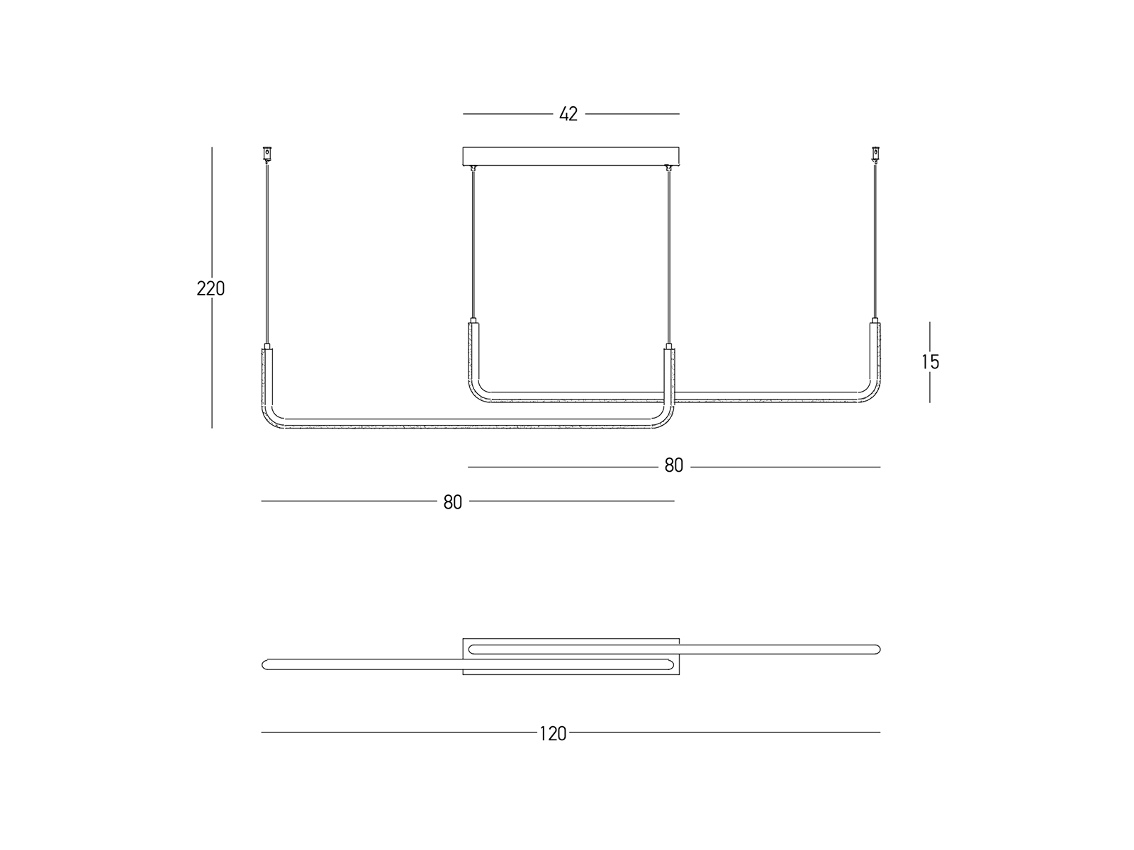 Závěsné LED svítidlo matně černé, 40W, 3000k, 120cm