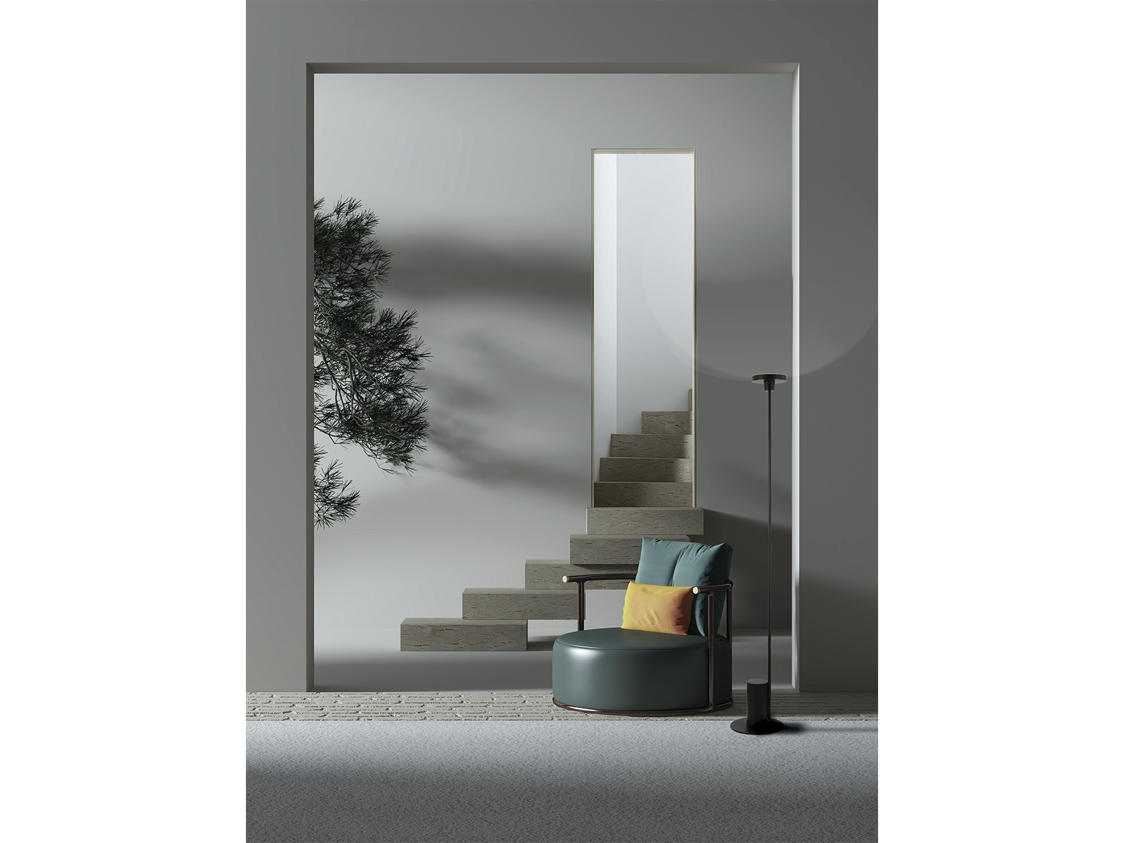 Stojací LED lampa černá, 12W, 3000K, 160cm