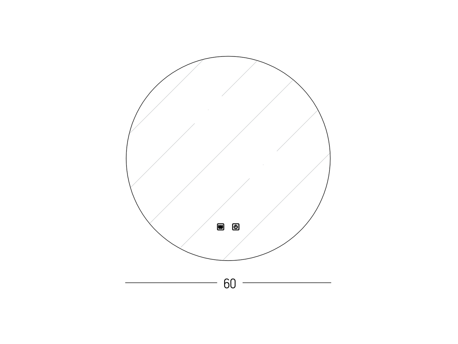 Podsvícené kruhové koupelnové zrcadlo, 25W, 4000K, ø60cm