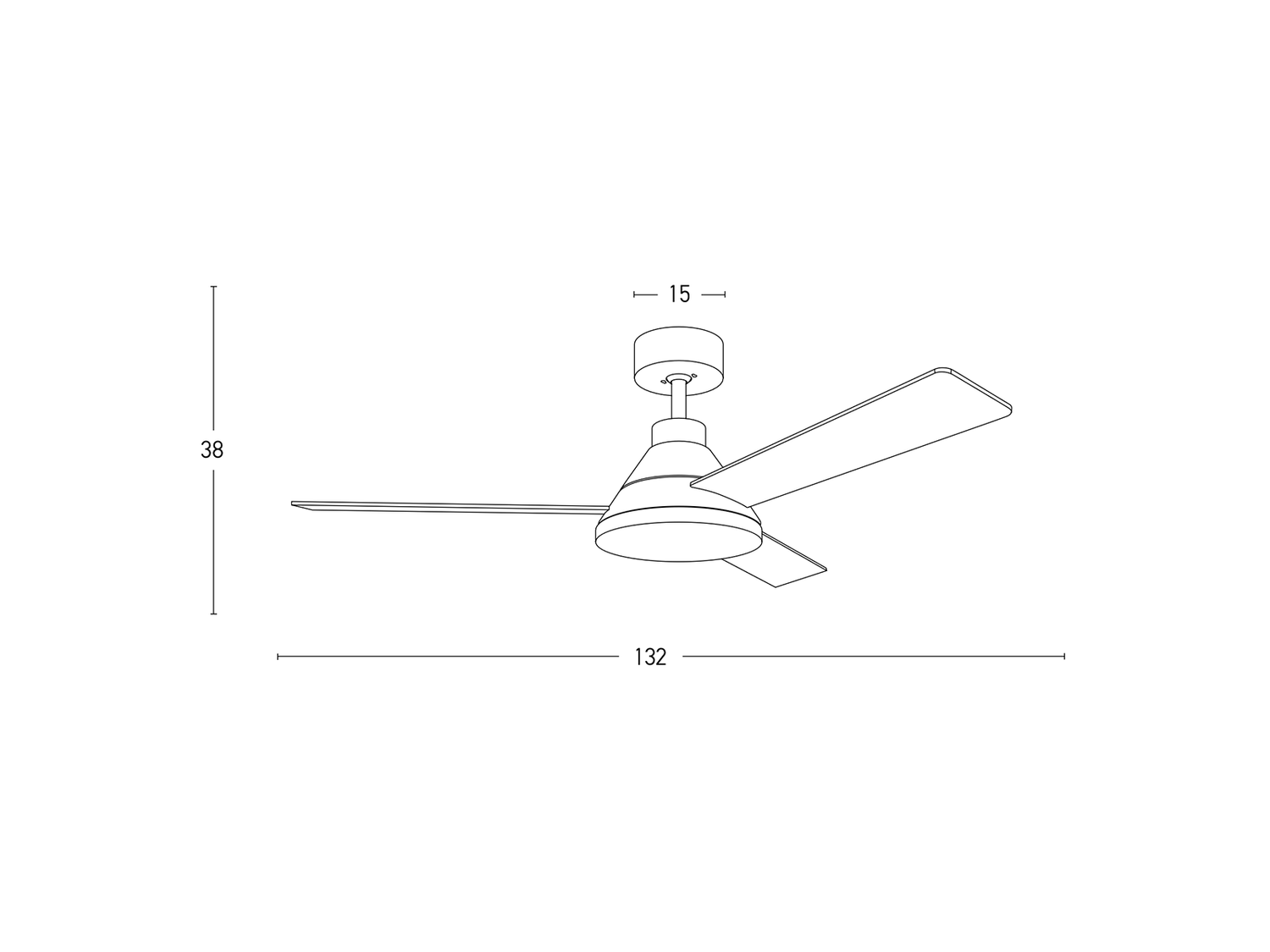 Stropní reverzní DC ventilátor s LED osvětlením, hnědý, hnědé/přírodní lopatky, ø132cm