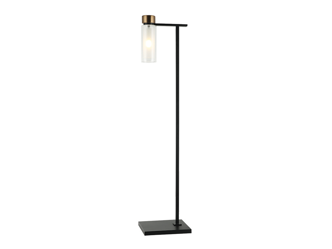 Stojací lampa černá/mosaz, 1xE14, 110cm