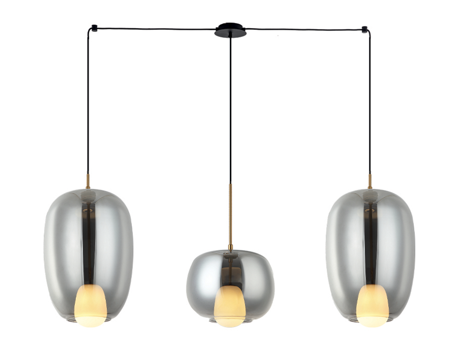 Závěsné svítidlo kouřové/zlaté, 3xG9, 120cm