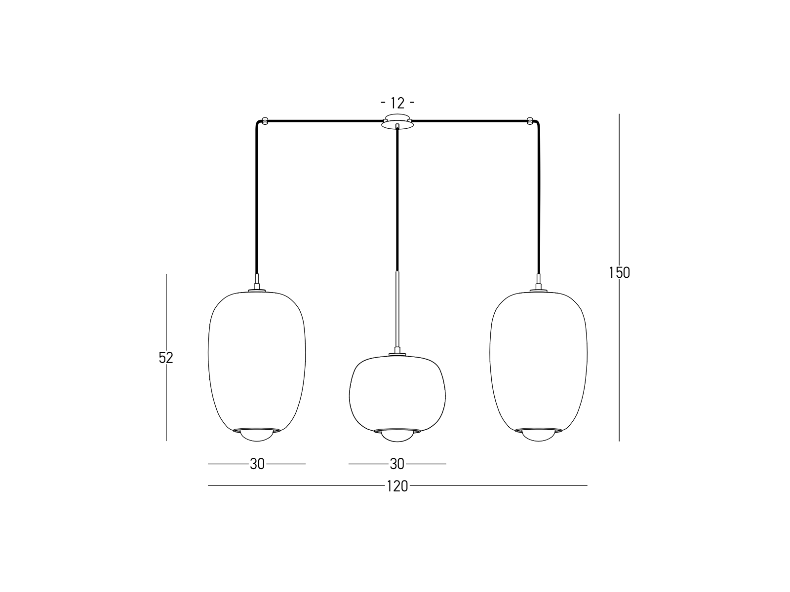 Závěsné svítidlo kouřové/zlaté, 3xG9, 120cm