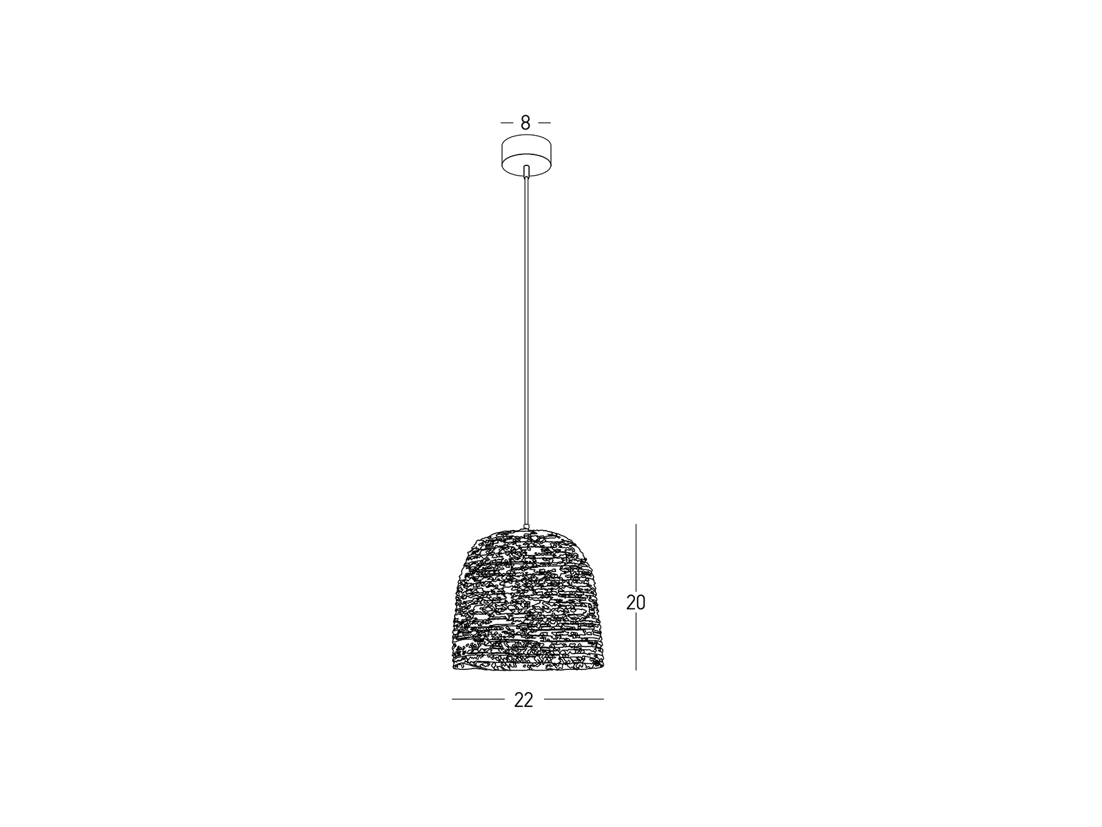 Závěsné svítidlo přírodní, 1xE27, ø22cm